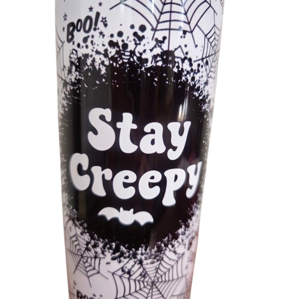 Tumbler Halloween Stay Creepy Hot Cold Cup 20 Oz NEW - Picture 2 of 4